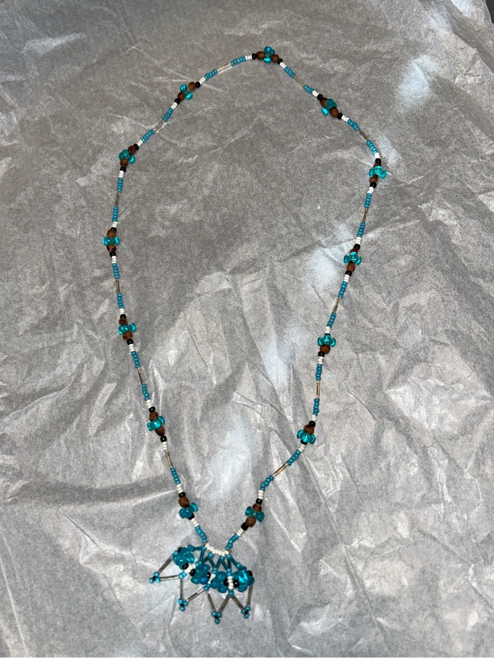Handmade Turquoise Beaded Pendant Necklace - Women Jewelry